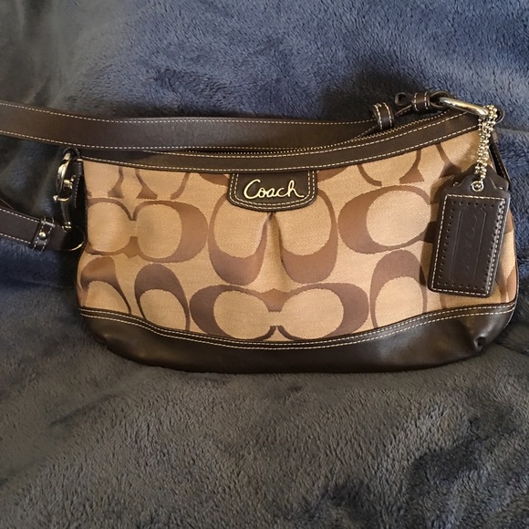 Coach Crossbody- Tan with brown trim - Picture 1 of 6